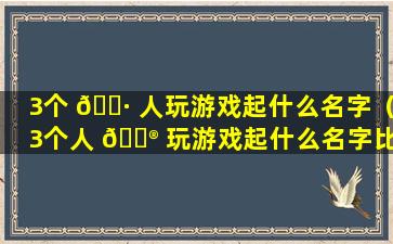 3个 🌷 人玩游戏起什么名字（3个人 💮 玩游戏起什么名字比较好）